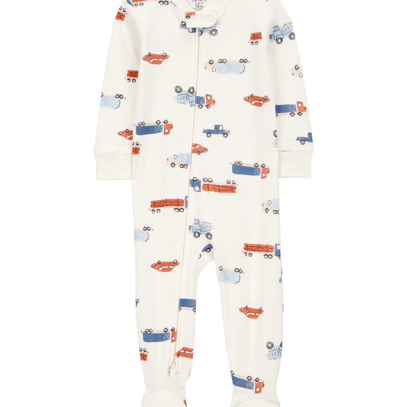 Baby Boy 1-Piece Car Print 100% Snug Fit Cotton Footie Pyjamas